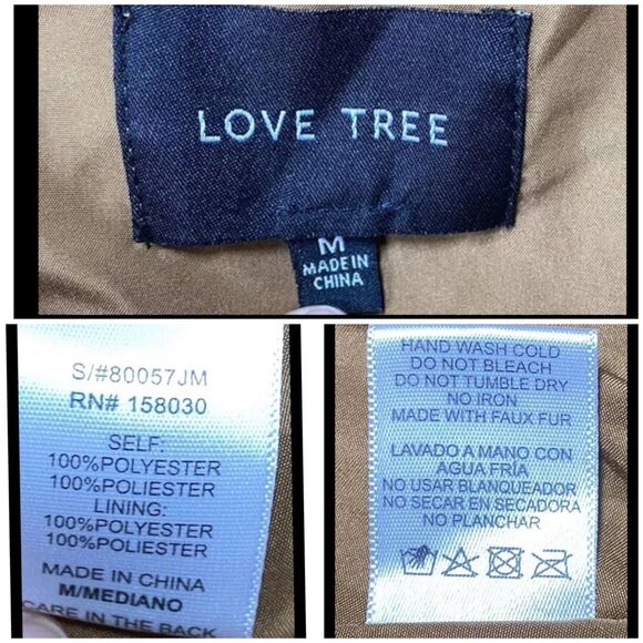 Love Tree Teddy Coat M Tan Brown Faux Fur Sherpa Jacket Boho Mob Wife Style - Picture 12 of 16